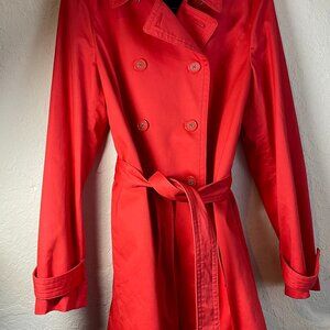Coach Red Double-Breasted Belted Pockets Coat Jacket Women Large